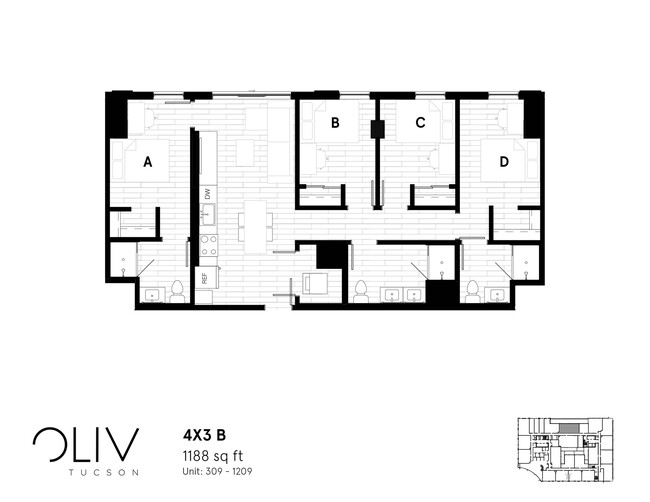 Four Bedroom Floor Plan - oLiv Tucson