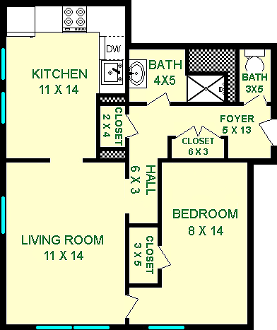 Watt One Bedroom Floorplan - Cavendish