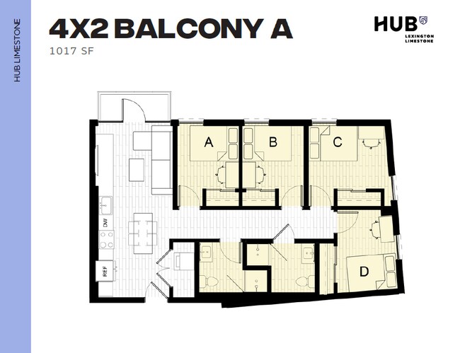 4x2 Balcony A - Hub Limestone