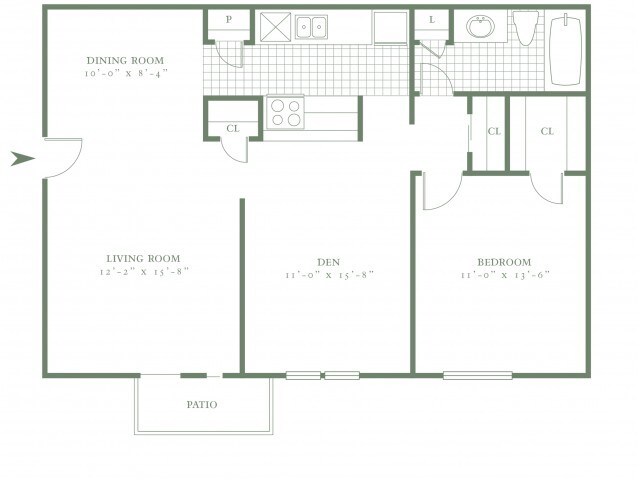 One Bedroom/One Bath - 888sf - The Village Chase