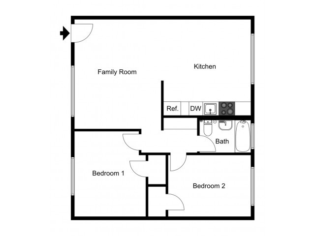 2 bedroom, 1 bathroom - Parkside Gardens