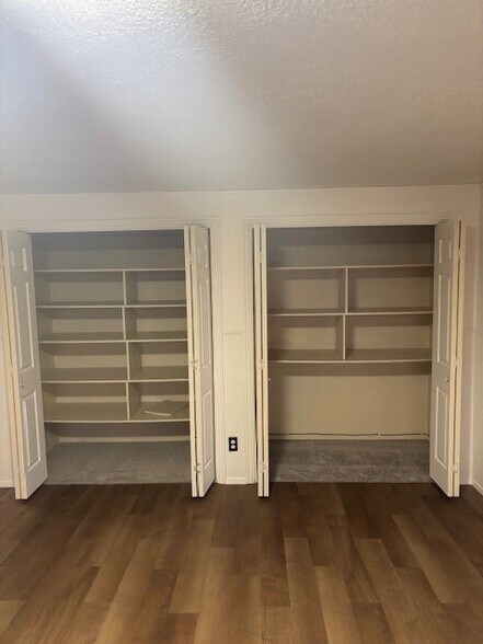 Double closets with shelves - 1420 W 6235 S