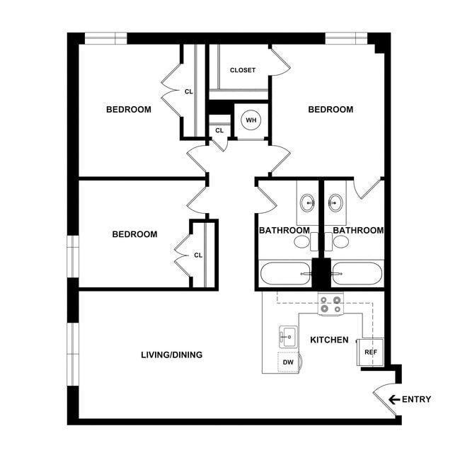 The Springs - 3 Bed, 2 Bath, 1002 sq. ft. - The Springs Apartments