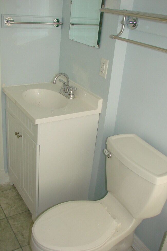 Bathroom vanity, toilet and towel racks - 713 Orchard St