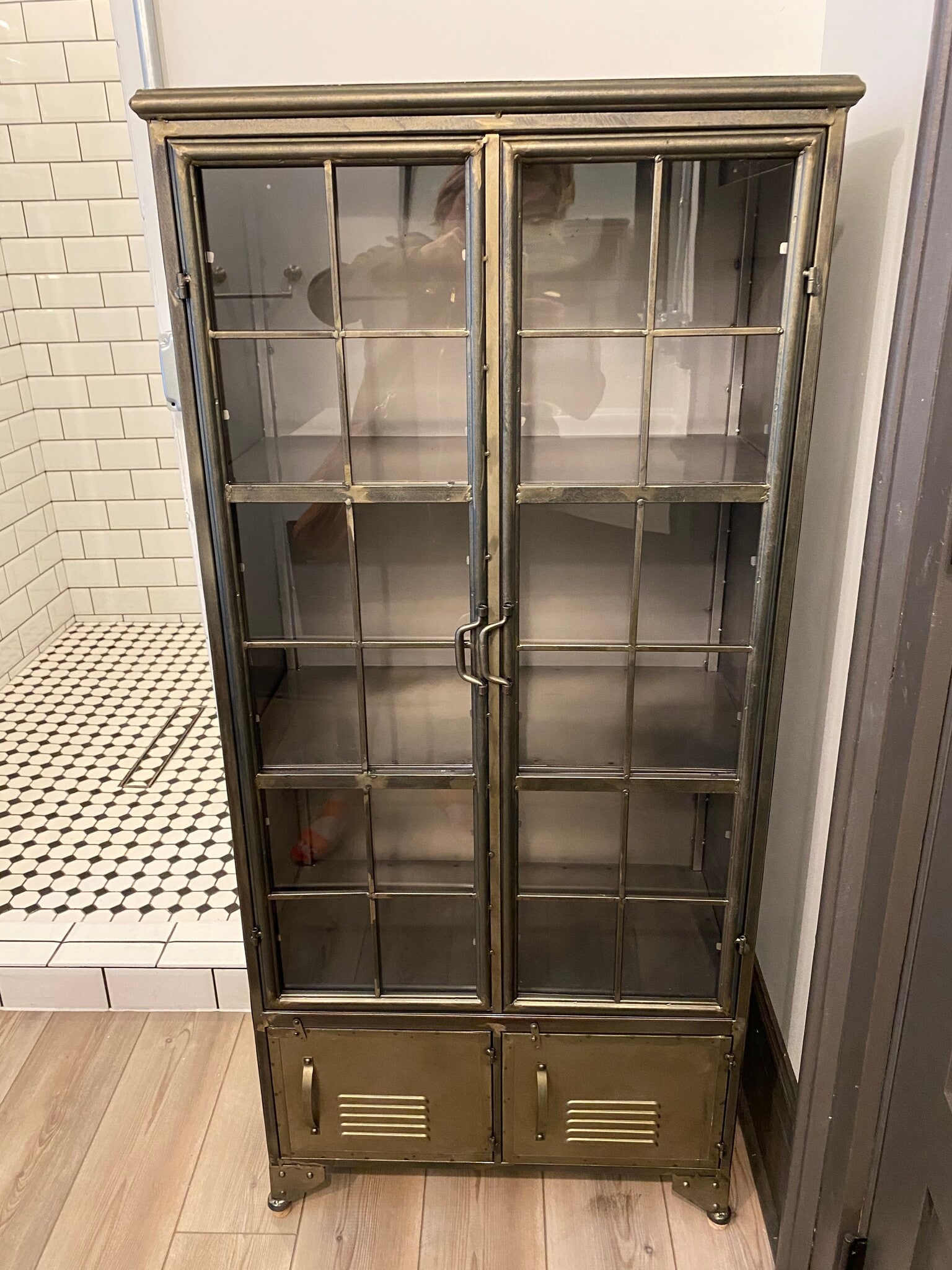 metal antique looking cabinet in bath. - 102 S Main St