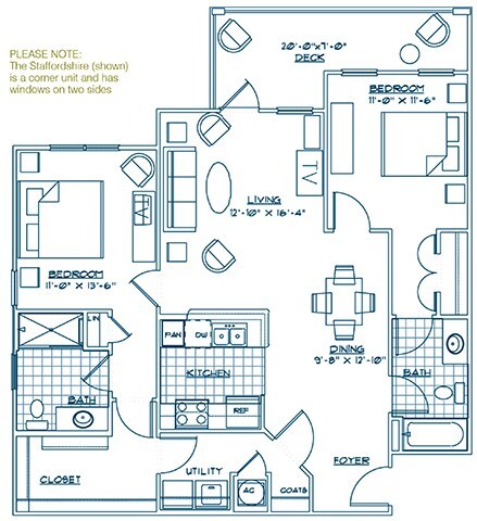 The Staffordshire | 2 Bed / 2 Bath - The Lodge at BridgeMill