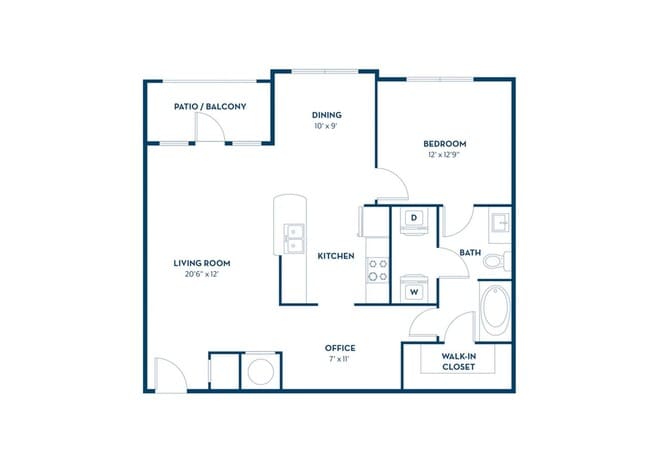 1 Bedroom | Office/Den | 1 Bath | 984 SF - Cyan Craig Ranch Apartments