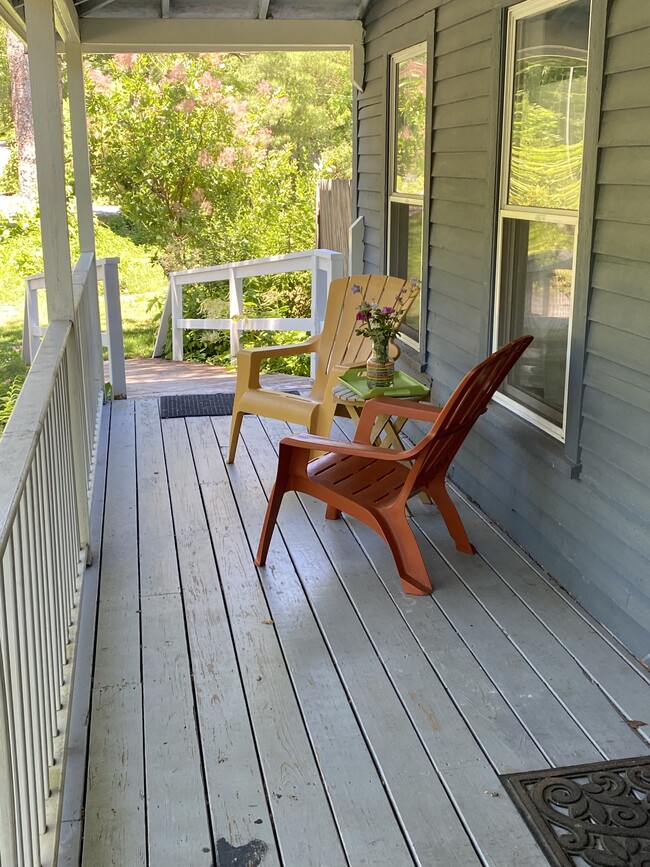 Front porch overlooking field and wooded area - 31 Foye Rd