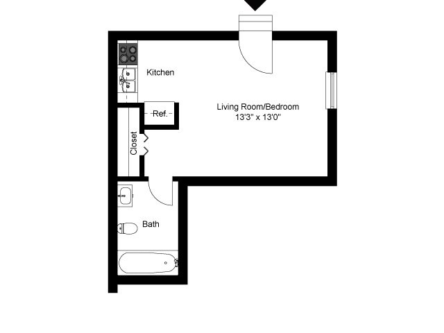 Efficiency floor plan - Cedar Tree Village Apartments