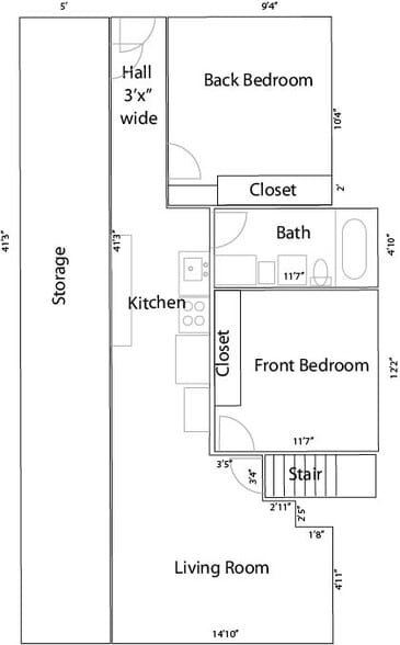 Plan View of Apartment - 304 McKinley Ave
