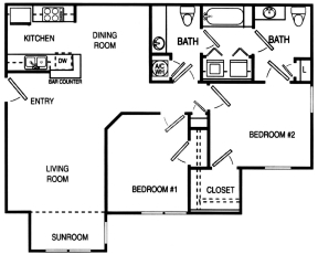 2BR/1.5BA - Oak Place Apartments