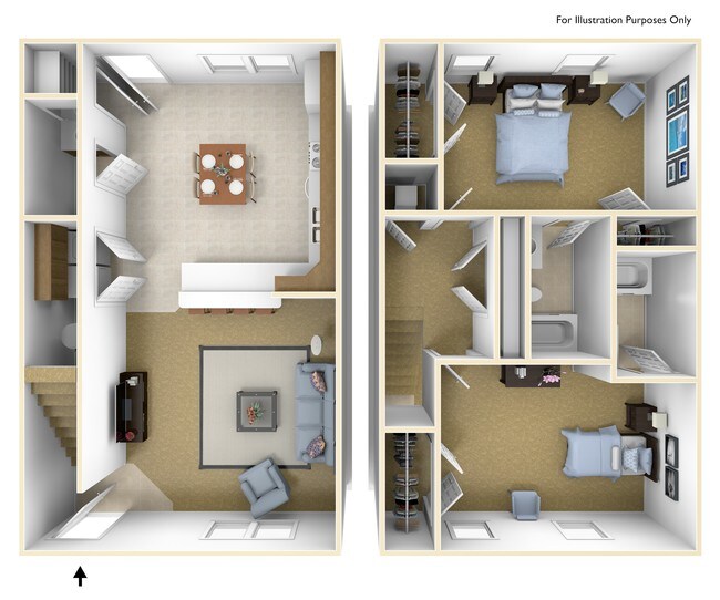 Two-Bedroom Townhome - The Quarry Apartments