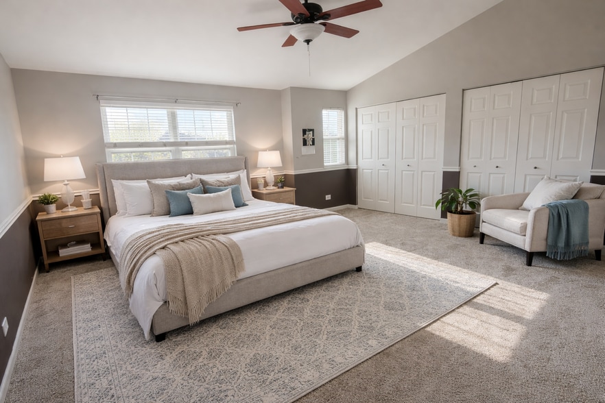 Virtually staged master bedroom - 14707 Paul Revere Ct