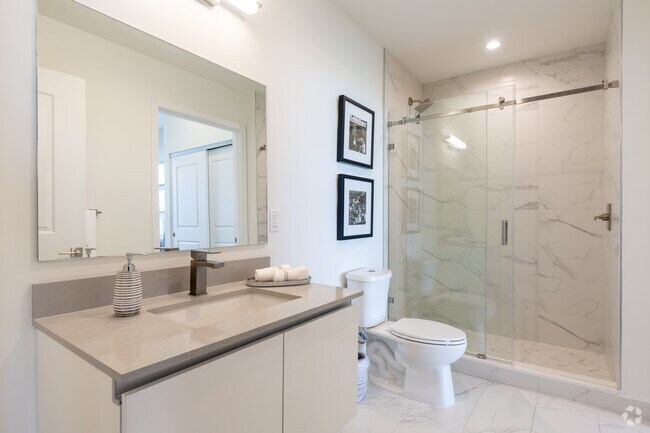 1BR, 1BA - 859SF - Primary Bathroom - Mondrian Hallandale Beach Residences