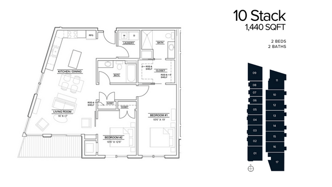 2 Beds, 1,440 SQFT - The Quentin