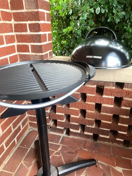 George Foreman electric grill on porch - 1411 Winburn Dr