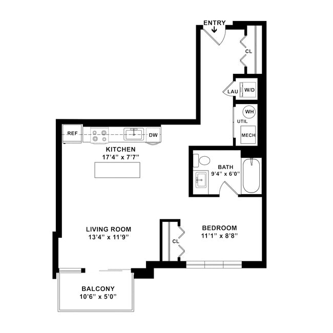 S5 Floor plan W Dimensions - Courthouse Square Apartments