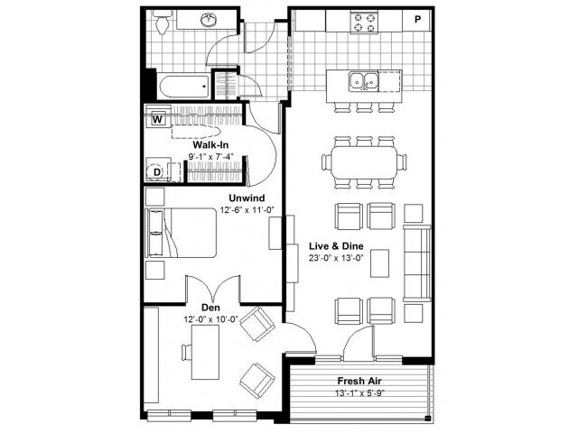 1 BR + Den - Founders at Union Hill