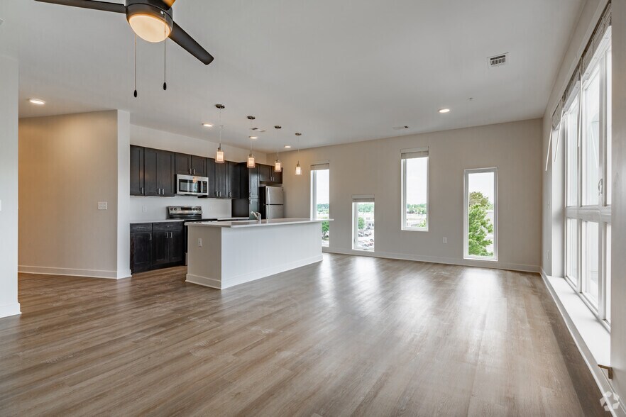 The Poplar 2BR, 2BA - 1382SF - Kitchen/Living Room - Central Lofts