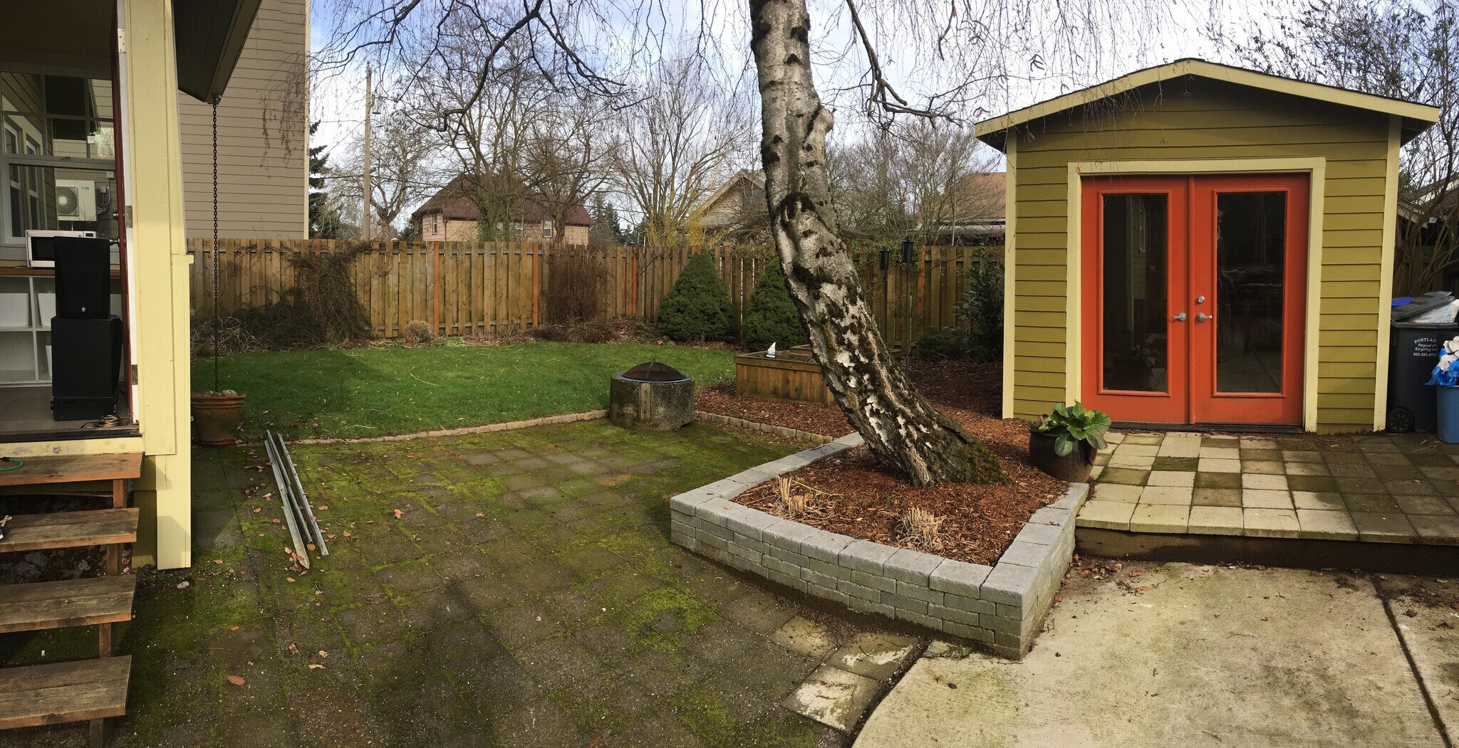 Backyard with patio, fire pit &amp; shed. - 5726 North Montana Avenue