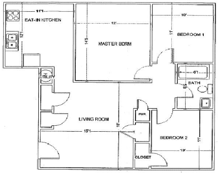 3BR/1BA - Pershing Park Apartments