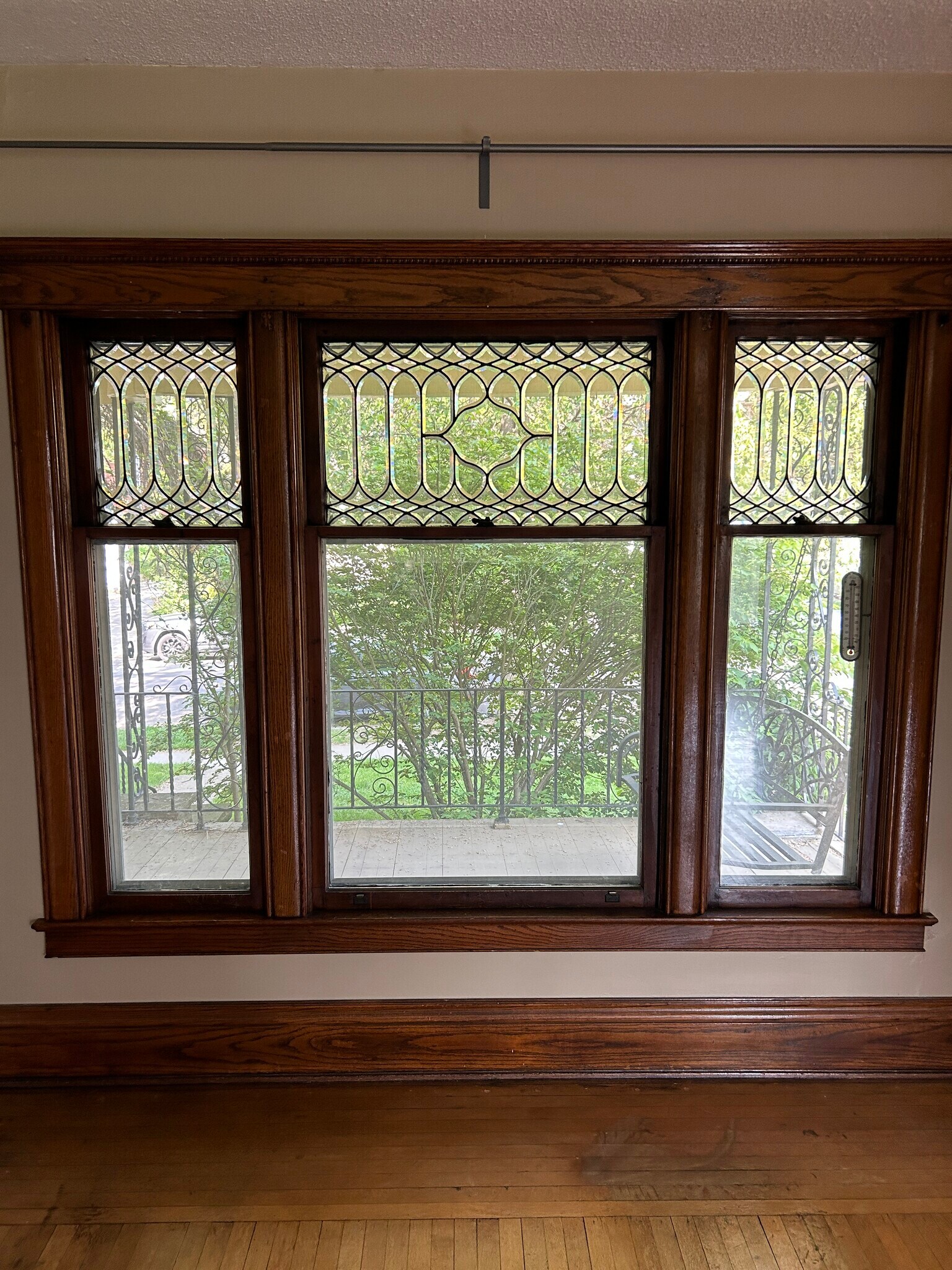 Beveled glass windows in Living Room - 10 Granger Pl