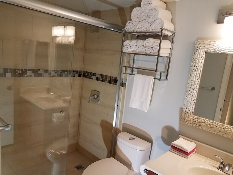 Upgraded open bathroom w/ awesome lighting. - 550 S Park Rd