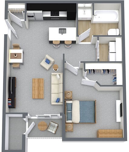 1 bedroom layout - Crossings at Center Street