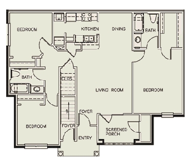 3BR/2BA - Woodstone Apartments