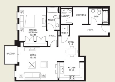 1BR/2BA - Station Square
