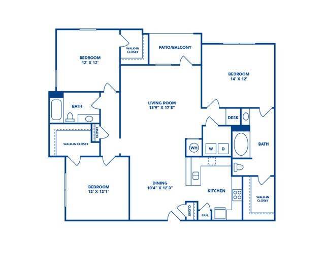 3 Bedroom | 2 Bath | 1491 SF - Carrington at Champion Forest Apartments