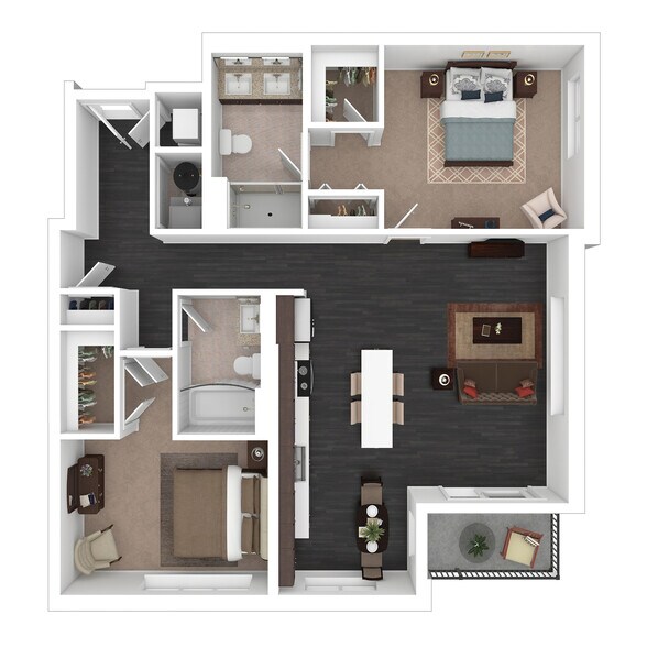 B3 3D Floor plan - Courthouse Square Apartments