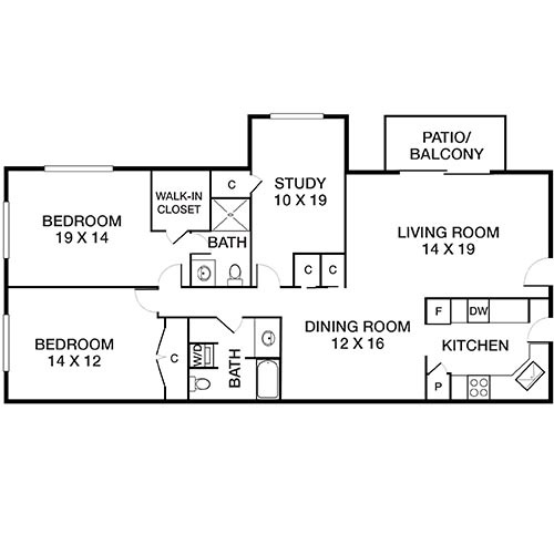 Floorplan - Royal Crest Warwick Apartment Homes