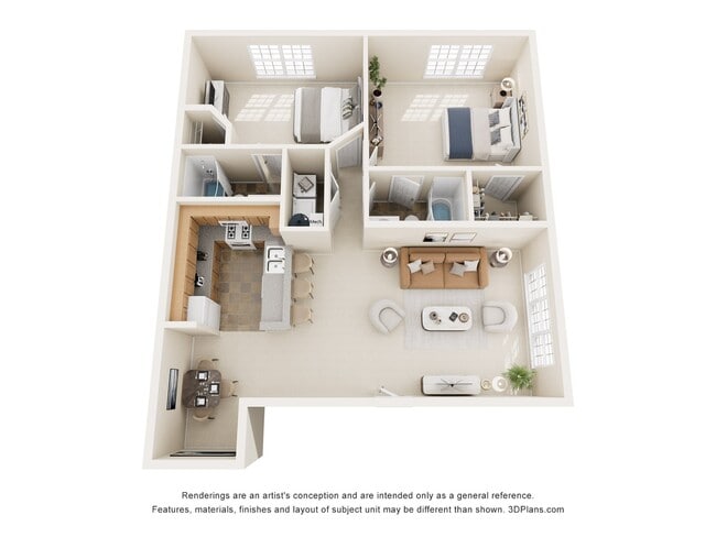 Carlton | 2 Bed 2 Bath | 1109 sq ft | Morgan Ridge Apartments in Winston-Salem - Morgan Ridge