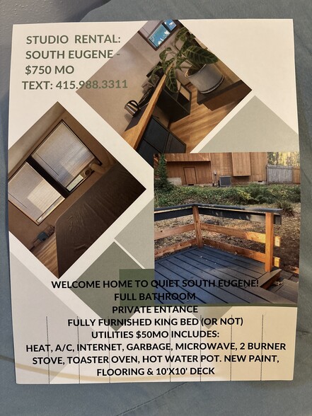 Flyer: interior w new flooring, paint, new 10’x10’ deck and private well lighted entrance - 5090 Mahalo Dr