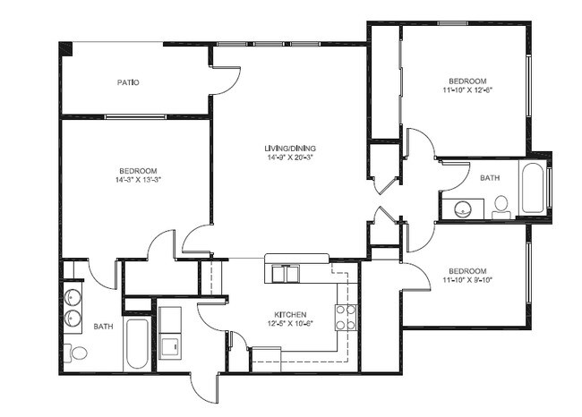 3BA/2BR - Deer Hollow Apartments