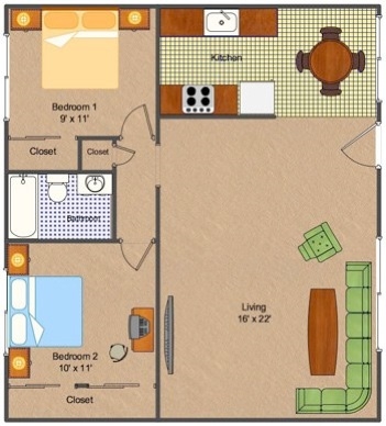 2BR/1BA - Terrace Garden