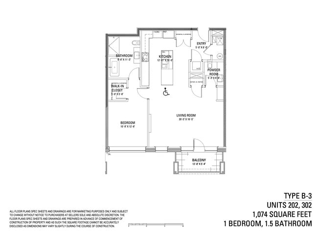 1 bedroom floorplan - The Grove - Encore