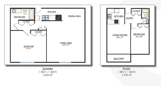 One Bedroom Plans - Park Point