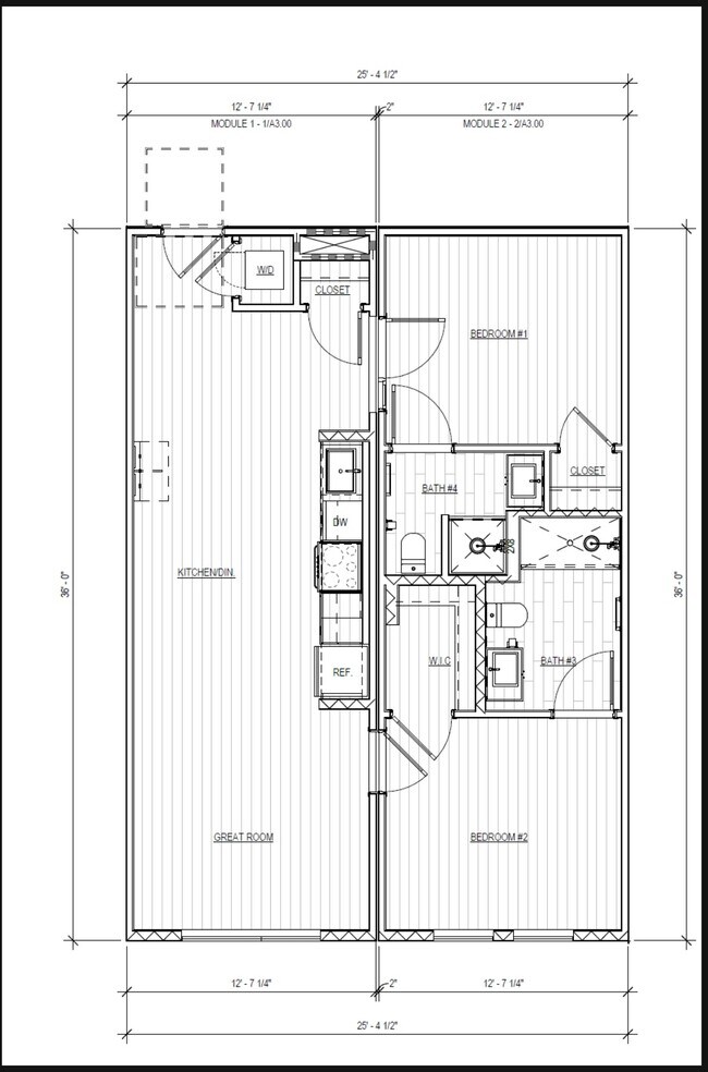 2 bedroom/2 bathroom floor plan - The Refuge