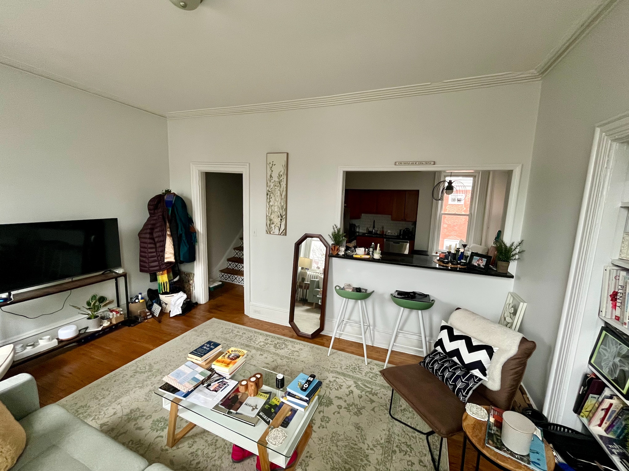 Livingroom with view of kitchen via breakfast bar - 3702 Spring Garden St