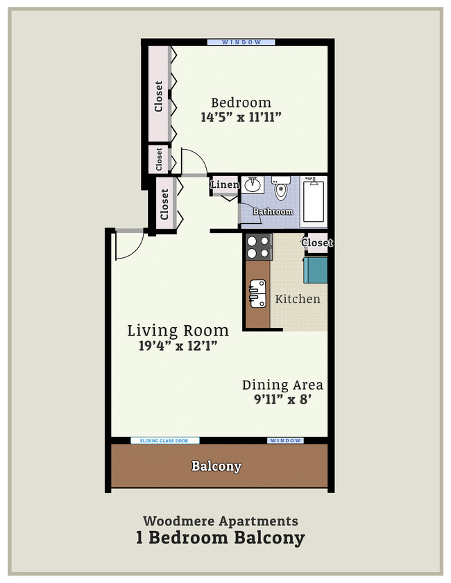 One Bedroom Balcony - Woodmere Apartments