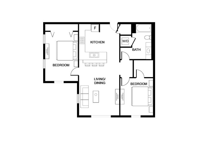 D1 - Two bedroom 900 sf - Riverside Retreat at Federal City