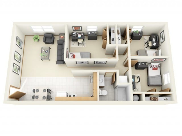 3 Bed 1 Ba Floor Plan B - 116 Cherry