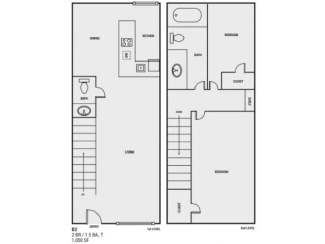 2 Bedroom 1.5 Bath Townhouse - Vines at Adams