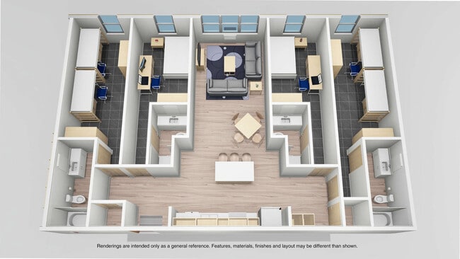 E1 Quad C - 4bd/6person (rendering) - The Elements