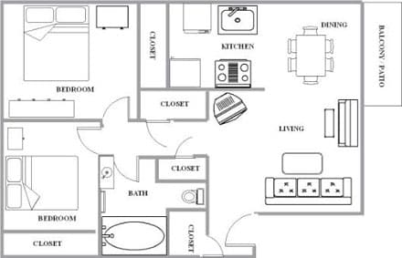 2BR/1BA - Oliva Apartments