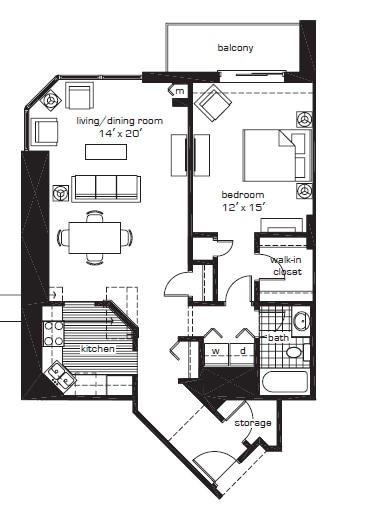 1BR/1BA - River West Apartments