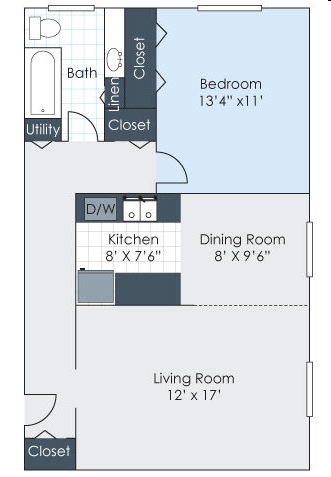 One Bedroom Corner Apartment - Bay Manor Apartments