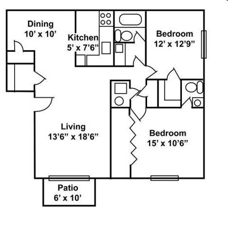 2BR/1.5BA - Royal Manor Apartments